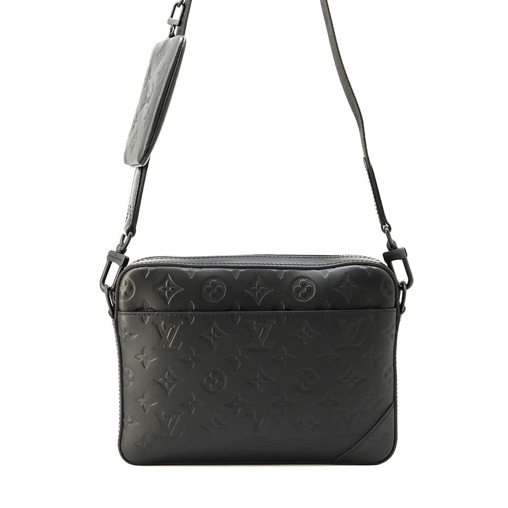 Louis Vuitton Monogram Shadow Black Duo Messenger Shoulder Bag Black